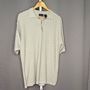Claiborne Men's Light Gray Textured Polo Shirt Size Large